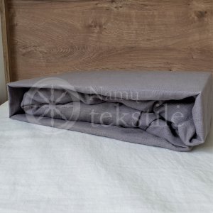 Linen fitted sheet GREY